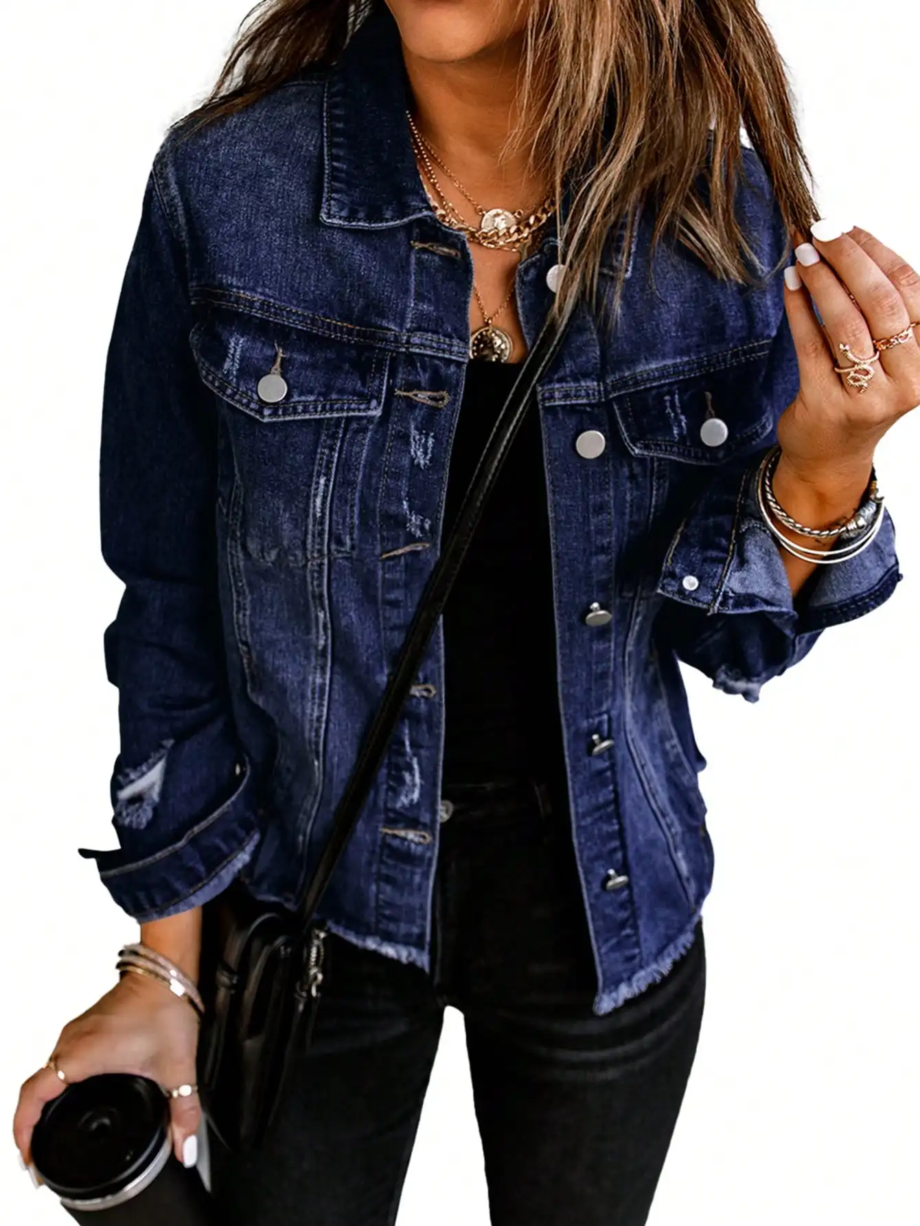 Женская джинсовая куртка в стиле бойфренд с эффектом потертости, на пуговицах, с карманами
Женская джинсовая куртка в стиле бойфренд с эффектом потертости, на пуговицах, с карманами