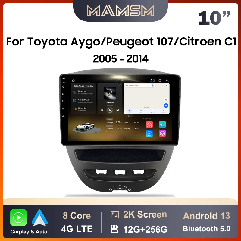 Автомобильный радиоприемник MAMSM для Toyota Aygo Peugeot 107 Citroen C1 2005-2014 Android 13, мультимедийный видеоплеер, 4G Carplay, автоматический интеллектуальный
Автомобильный радиоприемник MAMSM для Toyota Aygo Peugeot 107 Citroen C1 2005-2014 Android 13, мультимедийный видеоплеер, 4G Carplay, автоматический интеллектуальный