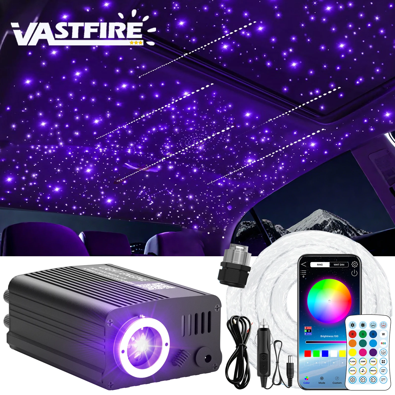 Starlight Headliner Kit, Fiber Optic Star Lights for Car with 16W RGBW, Twinkle/Meteor Music Sync, APP/Remote Control for Car
Starlight Headliner Kit, Fiber Optic Star Lights for Car with 16W RGBW, Twinkle/Meteor Music Sync, APP/Remote Control for Car