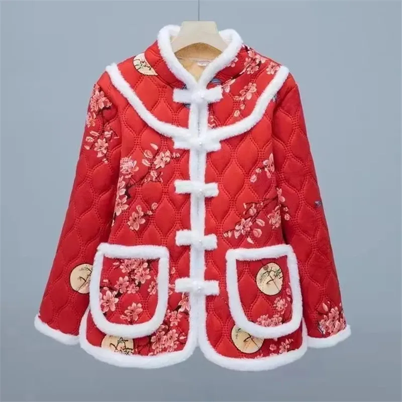 Retro Fashion Floral Printed Cotton Coat Female NEW Autumn Winter Jacket Cheongsam Style Warm Plush And Thicken Women Coat 2025
Retro Fashion Floral Printed Cotton Coat Female NEW Autumn Winter Jacket Cheongsam Style Warm Plush And Thicken Women Coat 2025