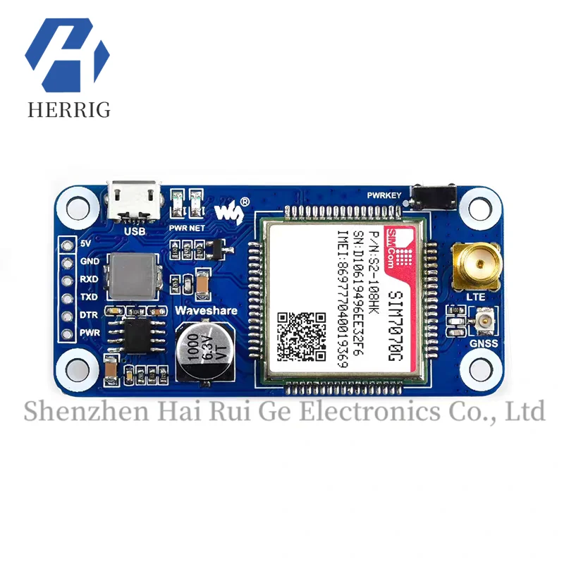 Raspberry Pi NB-IoT/Cat-M/GNSS Expansion Board IoT SIM7070G Module Global Communication Module
Raspberry Pi NB-IoT/Cat-M/GNSS Expansion Board IoT SIM7070G Module Global Communication Module