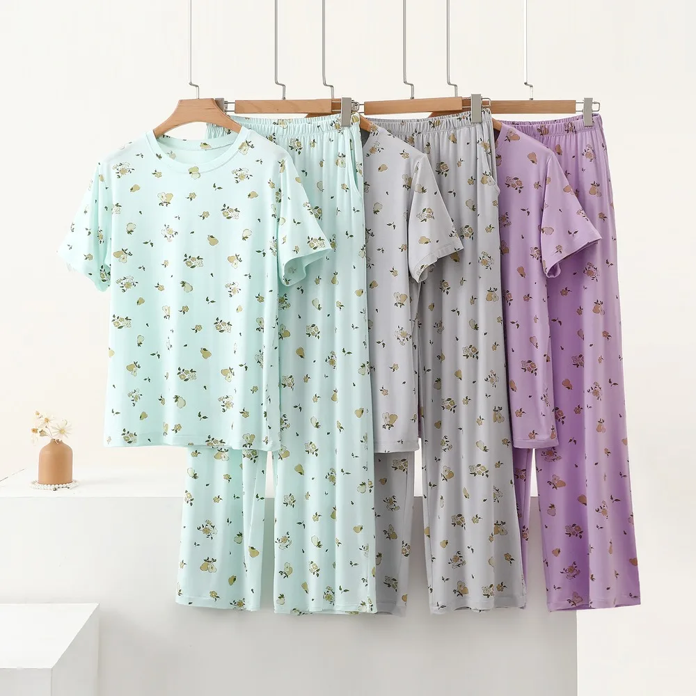 Floral Pajamas Woman Summer Thin Two-piece Ladies Set Modal Loose Home Suit Short Sleeve Nightwear for Woman Sleepwear Pijama
Floral Pajamas Woman Summer Thin Two-piece Ladies Set Modal Loose Home Suit Short Sleeve Nightwear for Woman Sleepwear Pijama