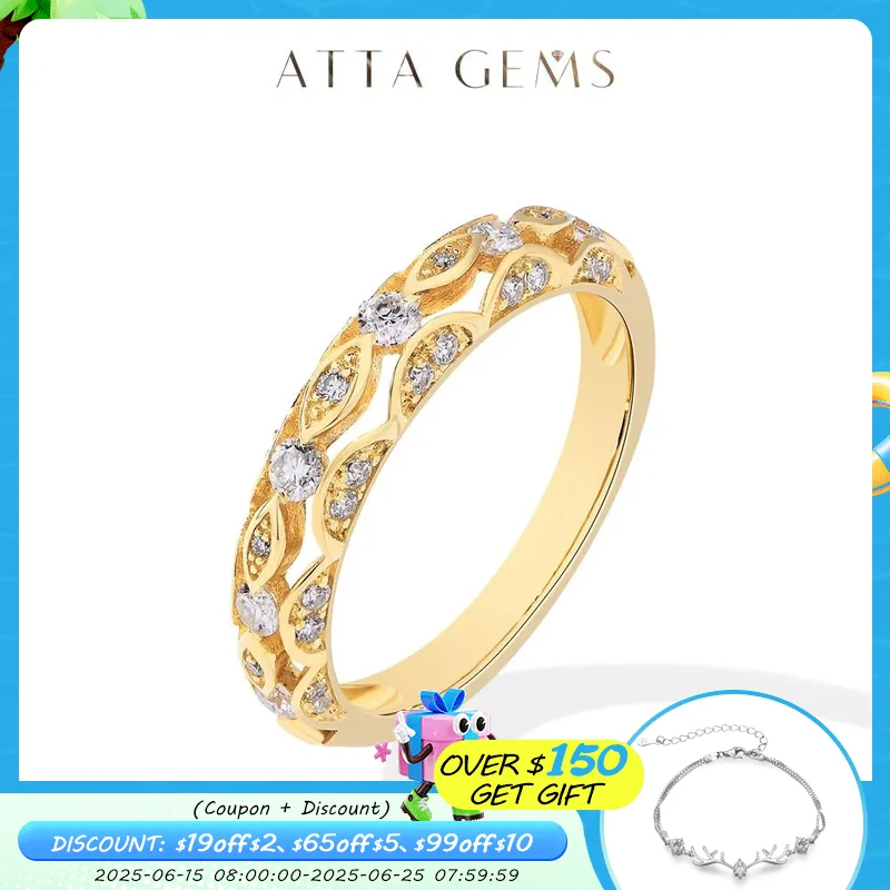 ATTAGEMS Solid 10K 14K 18K Gold Moissanite Diamond Ring for Women D VVS1 Color Hollow Band Stackable Engagement Anniversary Gift
ATTAGEMS Solid 10K 14K 18K Gold Moissanite Diamond Ring for Women D VVS1 Color Hollow Band Stackable Engagement Anniversary Gift