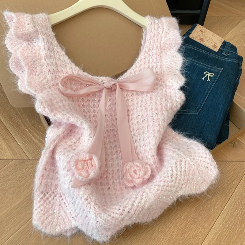 Женский осенне-зимний универсальный вязаный жилет, милый топ без рукавов с v-образным вырезом и бантом для девочек, элегантный теплый жилет в корейском стиле
Женский осенне-зимний универсальный вязаный жилет, милый топ без рукавов с v-образным вырезом и бантом для девочек, элегантный теплый жилет в корейском стиле