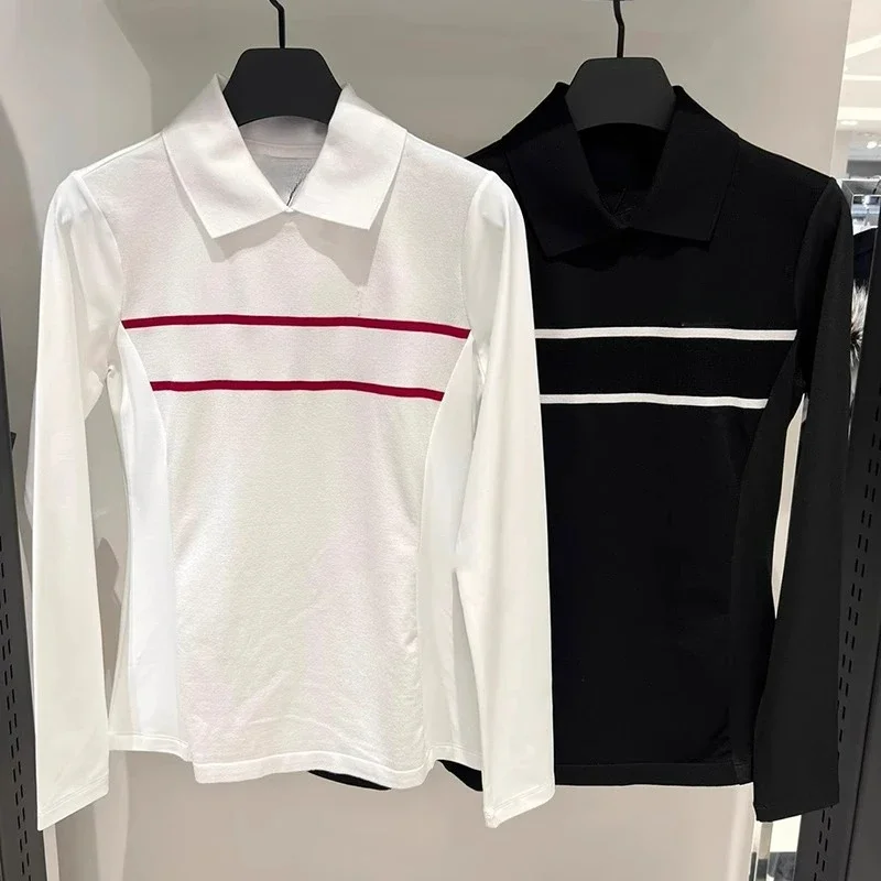Golf women's striped lapel-neck knitted sweater new sports and leisure top comfortable and breathable long-sleeved T-shirt
Golf women's striped lapel-neck knitted sweater new sports and leisure top comfortable and breathable long-sleeved T-shirt