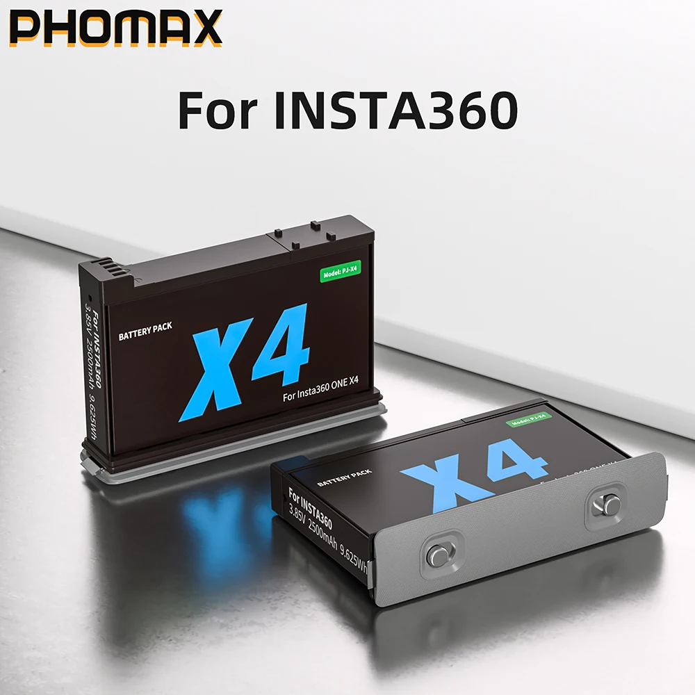 PHOMAX 2500mAh High Capacity Battery For Insta360 X4 Battery+Fast Charging Case Storage Box For Insta 360 ONE X 4 Accessories
PHOMAX 2500mAh High Capacity Battery For Insta360 X4 Battery+Fast Charging Case Storage Box For Insta 360 ONE X 4 Accessories