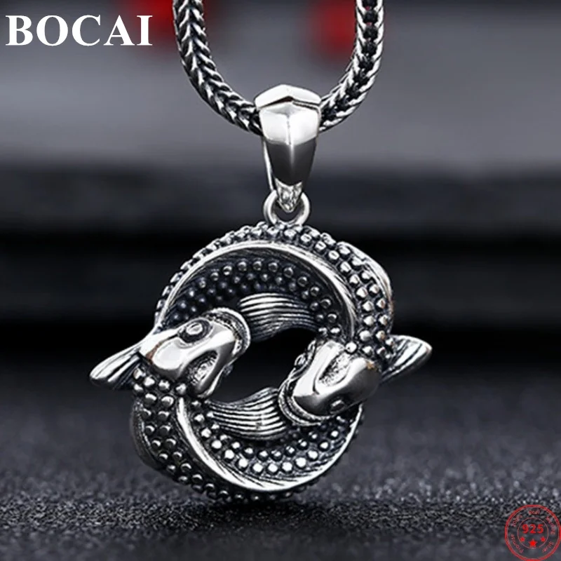 BOCAI S925 Sterling Silver Pendants for Women Men New Fashion 3D Double Carps Argentum Amulet Punk Jewelry Wholesale
BOCAI S925 Sterling Silver Pendants for Women Men New Fashion 3D Double Carps Argentum Amulet Punk Jewelry Wholesale