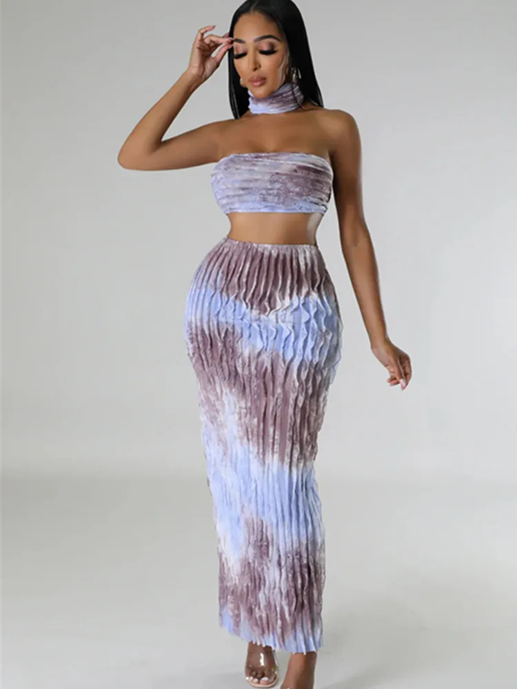 BKLD Fashion Printed Sexy Women Clothing 2025 Summer New Scarf Chest Wrapped Crop Tops Backless Long Skirts Three Piece Sets
BKLD Fashion Printed Sexy Women Clothing 2025 Summer New Scarf Chest Wrapped Crop Tops Backless Long Skirts Three Piece Sets