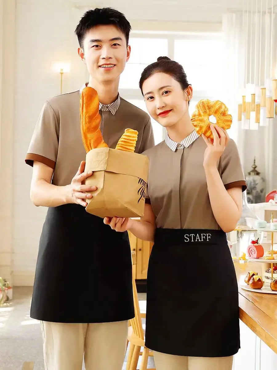 Кофейня Летняя рабочая одежда официанта Западный ресторан Пекарня Торт Молоко Чайный магазин Униформа и комплект фартуков Спецодежда 
Кофейня Летняя рабочая одежда официанта Западный ресторан Пекарня Торт Молоко Чайный магазин Униформа и комплект фартуков Спецодежда
