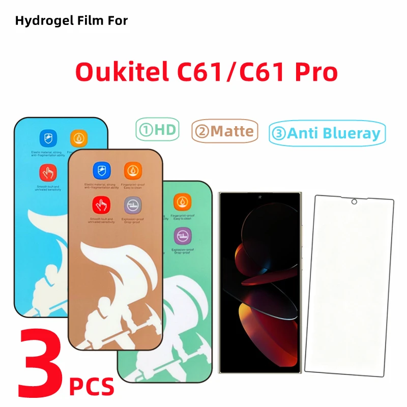 3pcs HD Hydrogel Film For Oukitel C61 Pro Matte Screen Protector For Oukitel C61/C61 Pro Anti Blueray Protective Film
3pcs HD Hydrogel Film For Oukitel C61 Pro Matte Screen Protector For Oukitel C61/C61 Pro Anti Blueray Protective Film