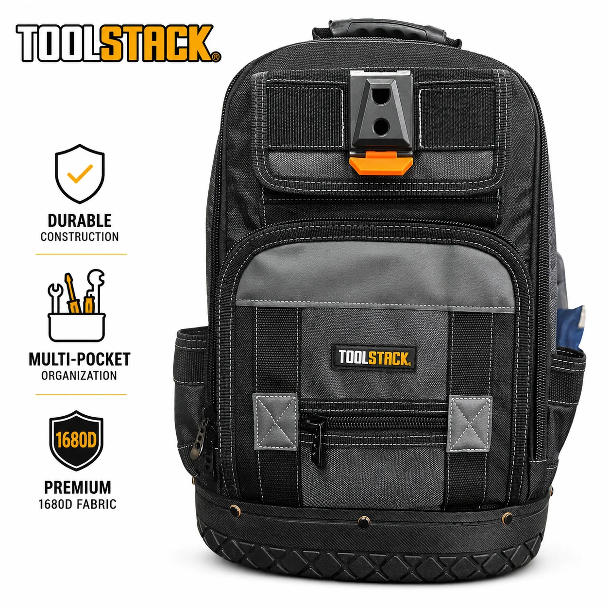 TOOLSTACK Heavy Duty Tool Backpack 1680D Waterproof Electrician Tool Bag Multi-Pocket Storage for Worksite
TOOLSTACK Heavy Duty Tool Backpack 1680D Waterproof Electrician Tool Bag Multi-Pocket Storage for Worksite