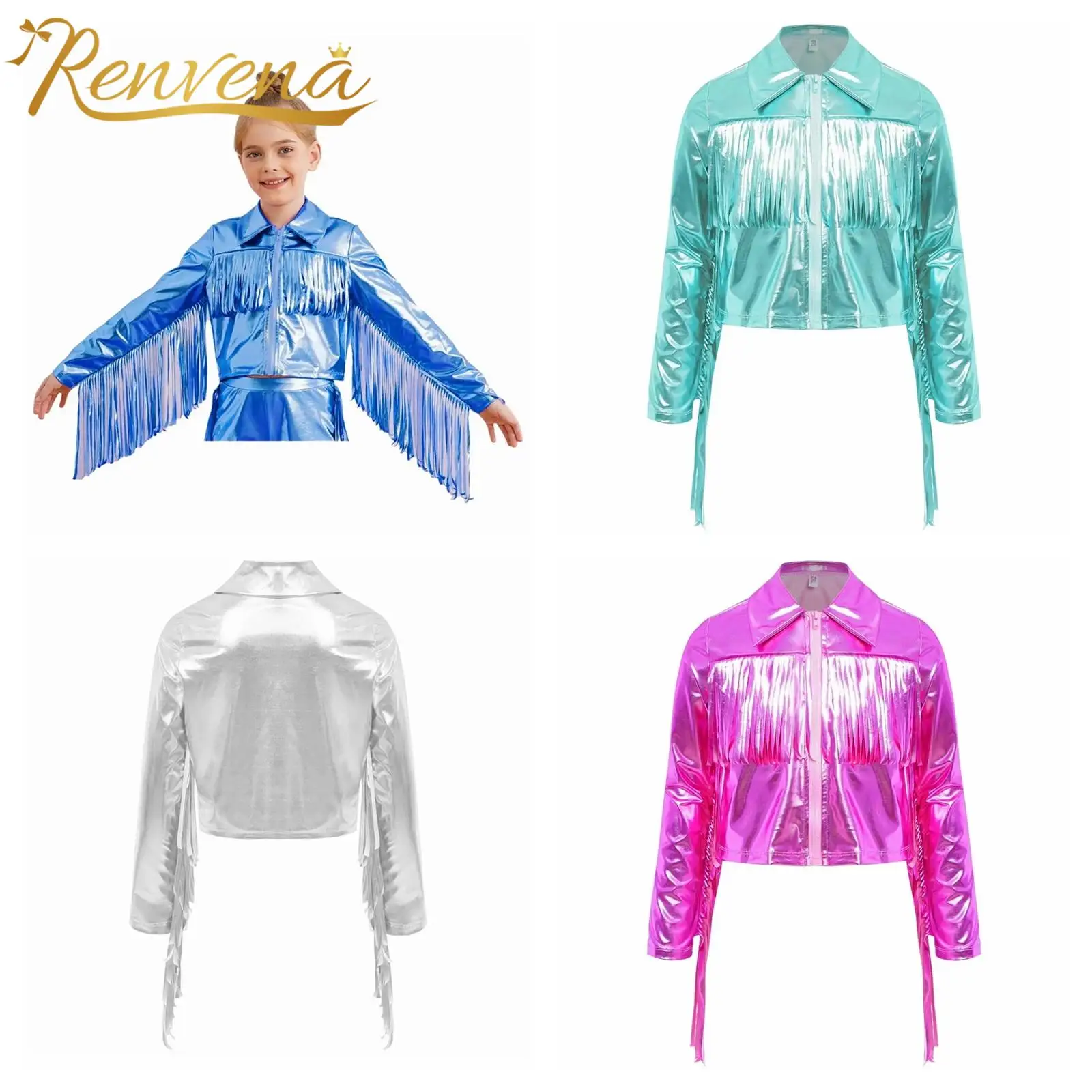 Girl's Tassels Jackets Streetwear Metallic Jazz Dance Costume Turn-Down Collar Childs Fashion Fringe Coats Jacket Party Jacket
Girl's Tassels Jackets Streetwear Metallic Jazz Dance Costume Turn-Down Collar Childs Fashion Fringe Coats Jacket Party Jacket