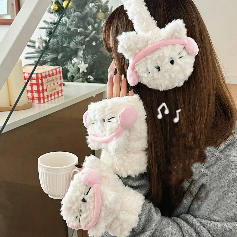 Cute Cat Half Finger Gloves Windproof Flip Winter Plush Earmuffs Earflap Keep Warm Fingerless Gloves Girls
Cute Cat Half Finger Gloves Windproof Flip Winter Plush Earmuffs Earflap Keep Warm Fingerless Gloves Girls