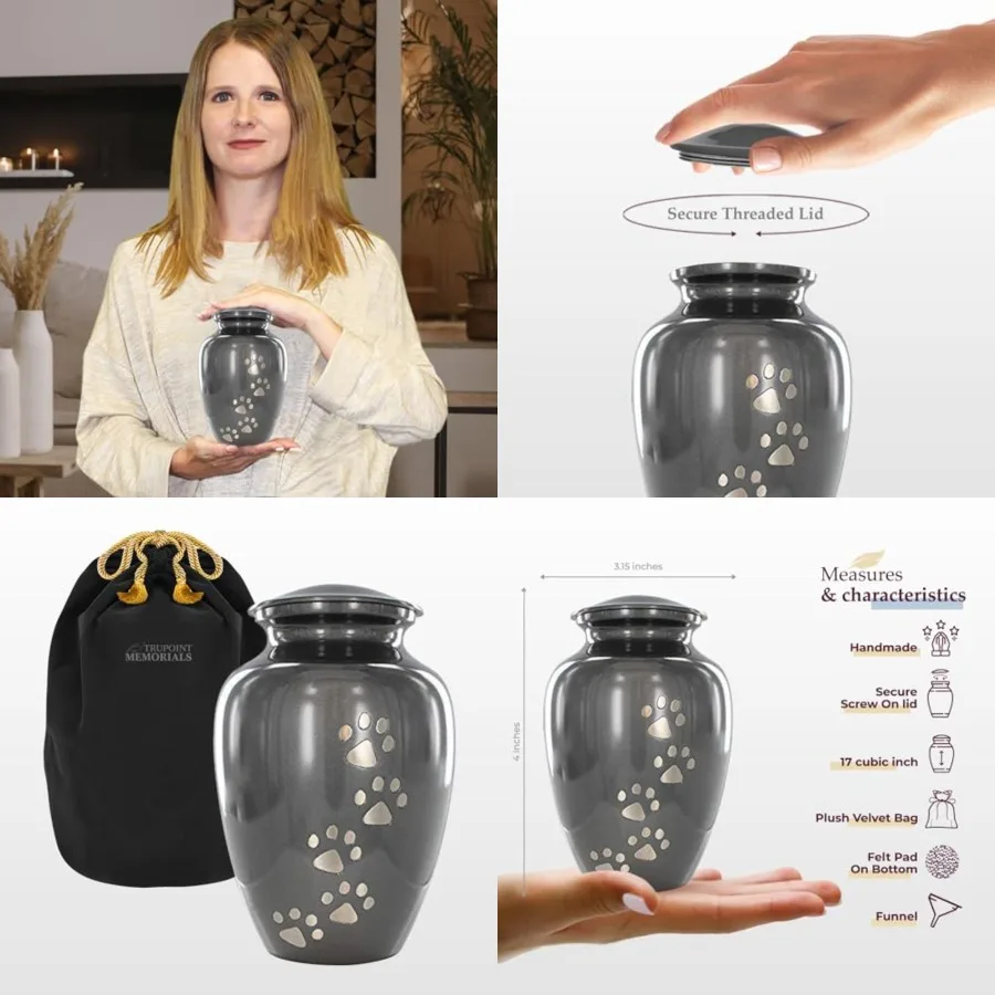 Small Pet Urn for Dogs and Cats Ashes, Paws Print Grey Cremation Urns for Pets up to 17 lbs
Small Pet Urn for Dogs and Cats Ashes, Paws Print Grey Cremation Urns for Pets up to 17 lbs