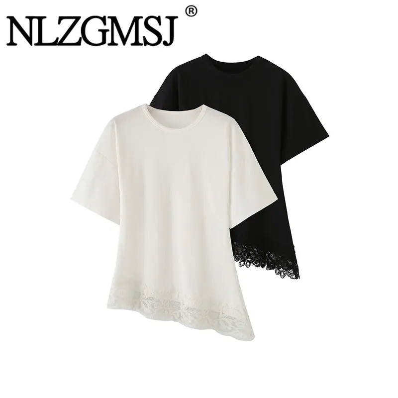 Nlzgmsj 2026 Summer Women Lace Trim T Shirt Short Sleeve Crew Neck Asymmetrical Hem Casual Elegant Blouse Top
Nlzgmsj 2026 Summer Women Lace Trim T Shirt Short Sleeve Crew Neck Asymmetrical Hem Casual Elegant Blouse Top