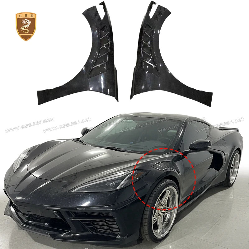Top quality dry carbon car rear mudguard wheel arch decorative parts for Corvette C8 CSS Style Front Fender Flare Replacements
Top quality dry carbon car rear mudguard wheel arch decorative parts for Corvette C8 CSS Style Front Fender Flare Replacements