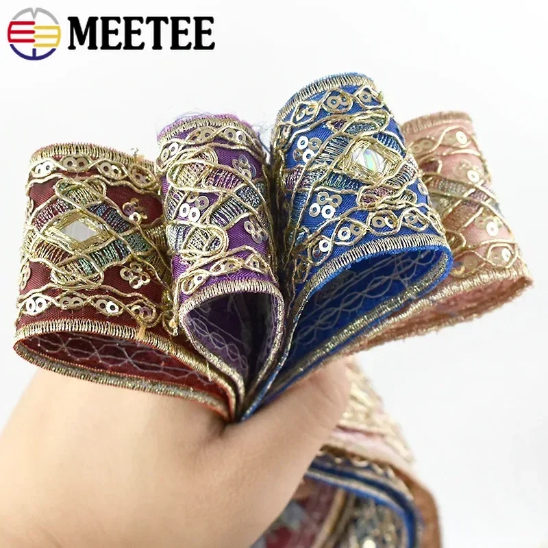 2/5Yards Meetee Sequins Lace Trim 43mm Ethnic Embroidery Webbing Tape Handmade Dress Decor Ribbon Garment Trimmings Accessories
2/5Yards Meetee Sequins Lace Trim 43mm Ethnic Embroidery Webbing Tape Handmade Dress Decor Ribbon Garment Trimmings Accessories