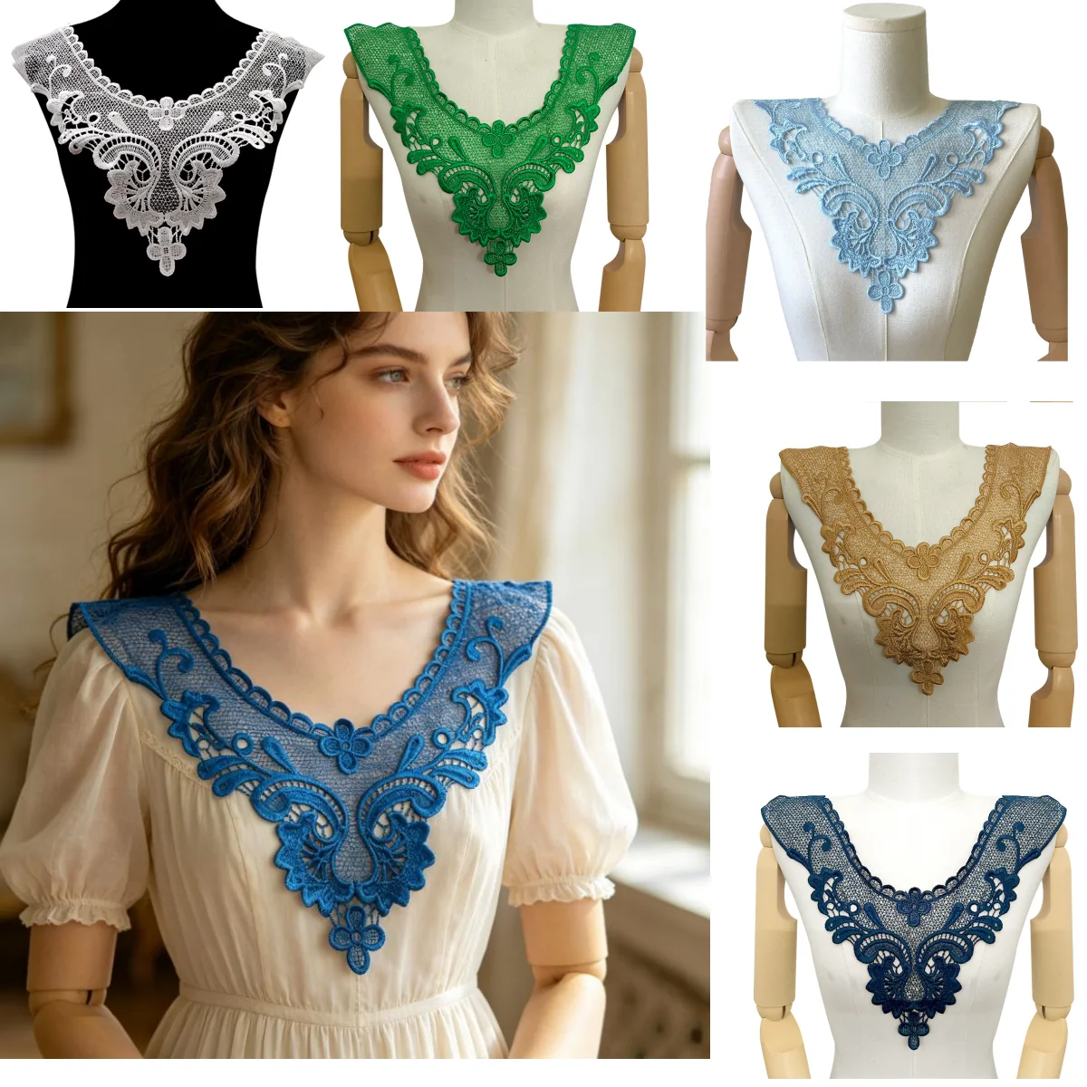 Two-piece lace collar floral openwork embroidered corsage for clothing - lace accessories - DIY embroidered collar
Two-piece lace collar floral openwork embroidered corsage for clothing - lace accessories - DIY embroidered collar