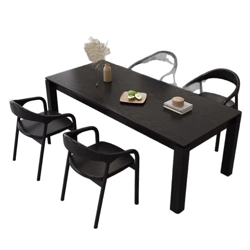 Wabi Sansan black solid wood dining table rectangular home living room large desk log minimalist long table workbench
Wabi Sansan black solid wood dining table rectangular home living room large desk log minimalist long table workbench