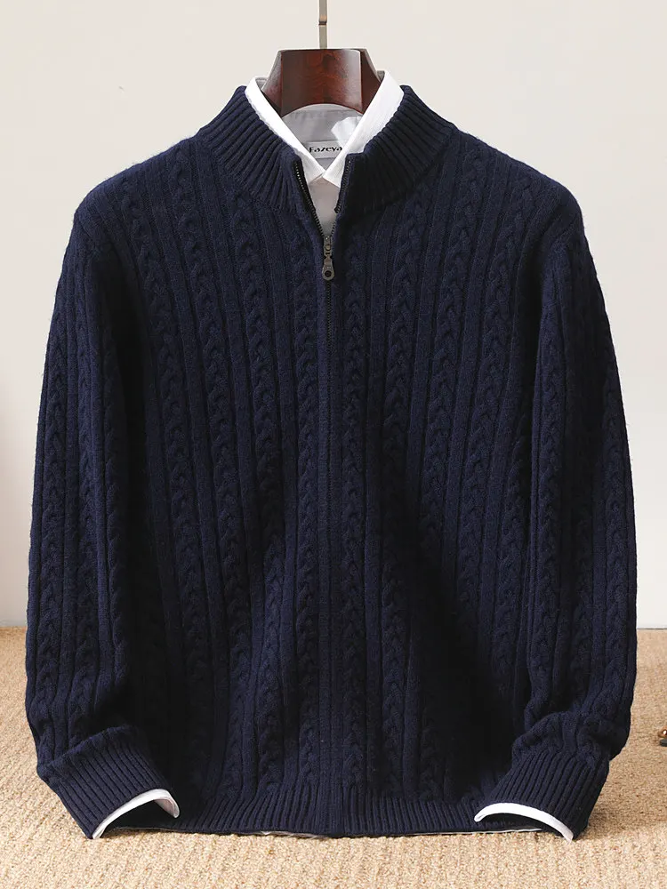 100% австралийская шерсть, утолщенный однотонный жаккардовый свитер с воротником-стойкой, деловая кашемировая вязаная куртка
100% австралийская шерсть, утолщенный однотонный жаккардовый свитер с воротником-стойкой, деловая кашемировая вязаная куртка