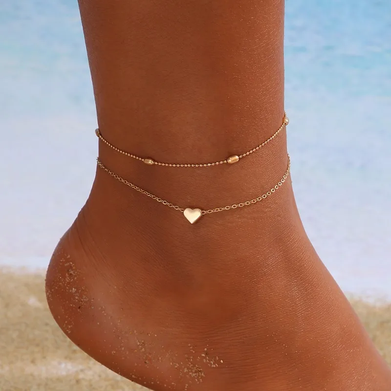 New round bead double-layer heart-shaped peach heart ankle chain creative retro and simple accessory
New round bead double-layer heart-shaped peach heart ankle chain creative retro and simple accessory