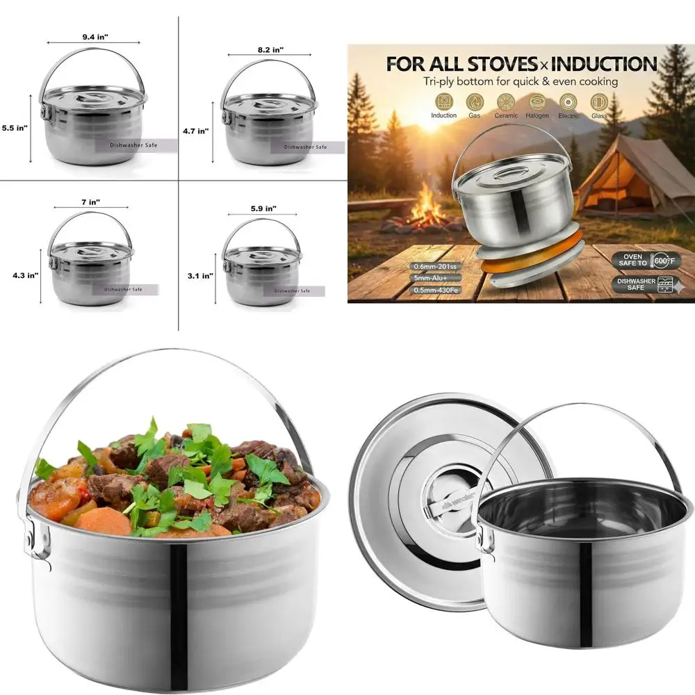 Compact Stainless Steel Camping Cookware Set | Portable Outdoor Cooking Kit with Travel Bag | Ideal for Hiking, Beach, and BBQ
Compact Stainless Steel Camping Cookware Set | Portable Outdoor Cooking Kit with Travel Bag | Ideal for Hiking, Beach, and BBQ