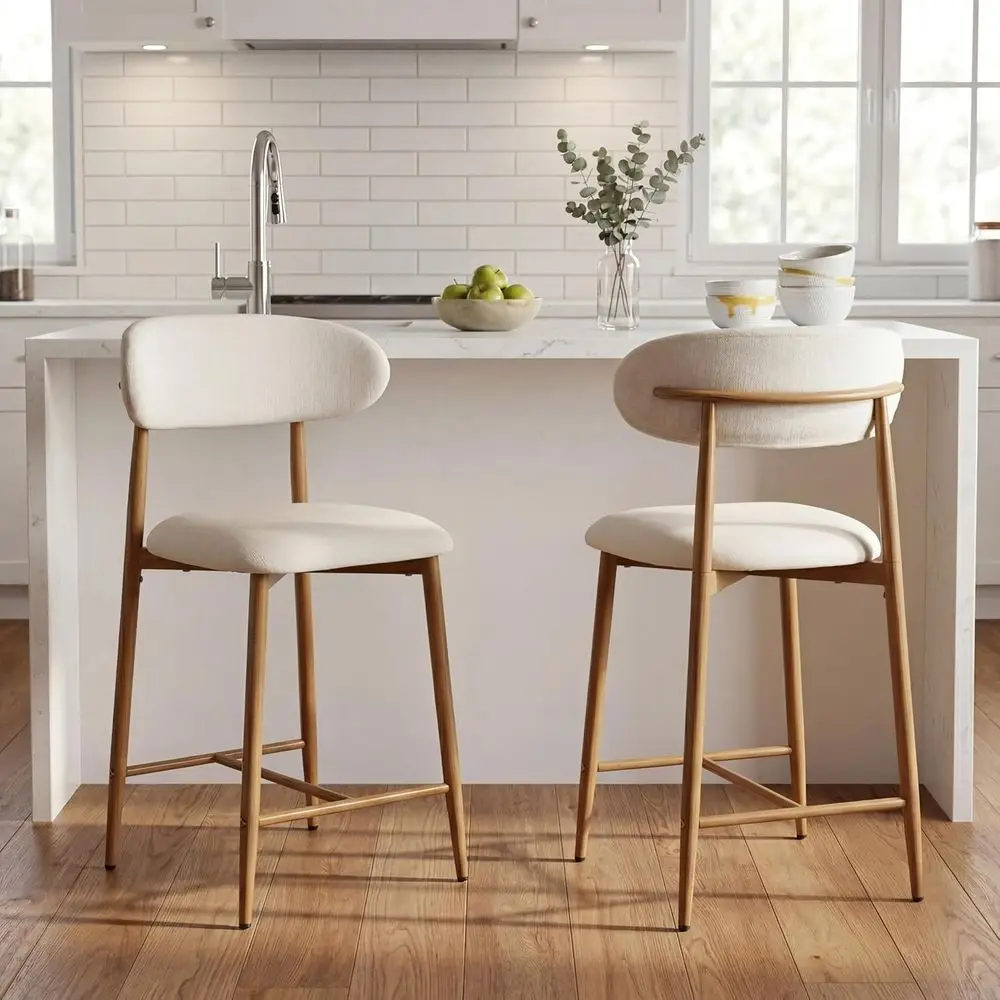Set of 2 Upholstered Counter Height Bar Stools with Metal Legs for Kitchen Island Dining, Beige
Set of 2 Upholstered Counter Height Bar Stools with Metal Legs for Kitchen Island Dining, Beige