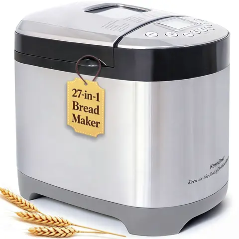 KeenZest 27-in-1 Smart Bread Maker with Gluten Free Setting 2LB Whole Wheat Bread Machine with Homemade Cycle Recipes Included