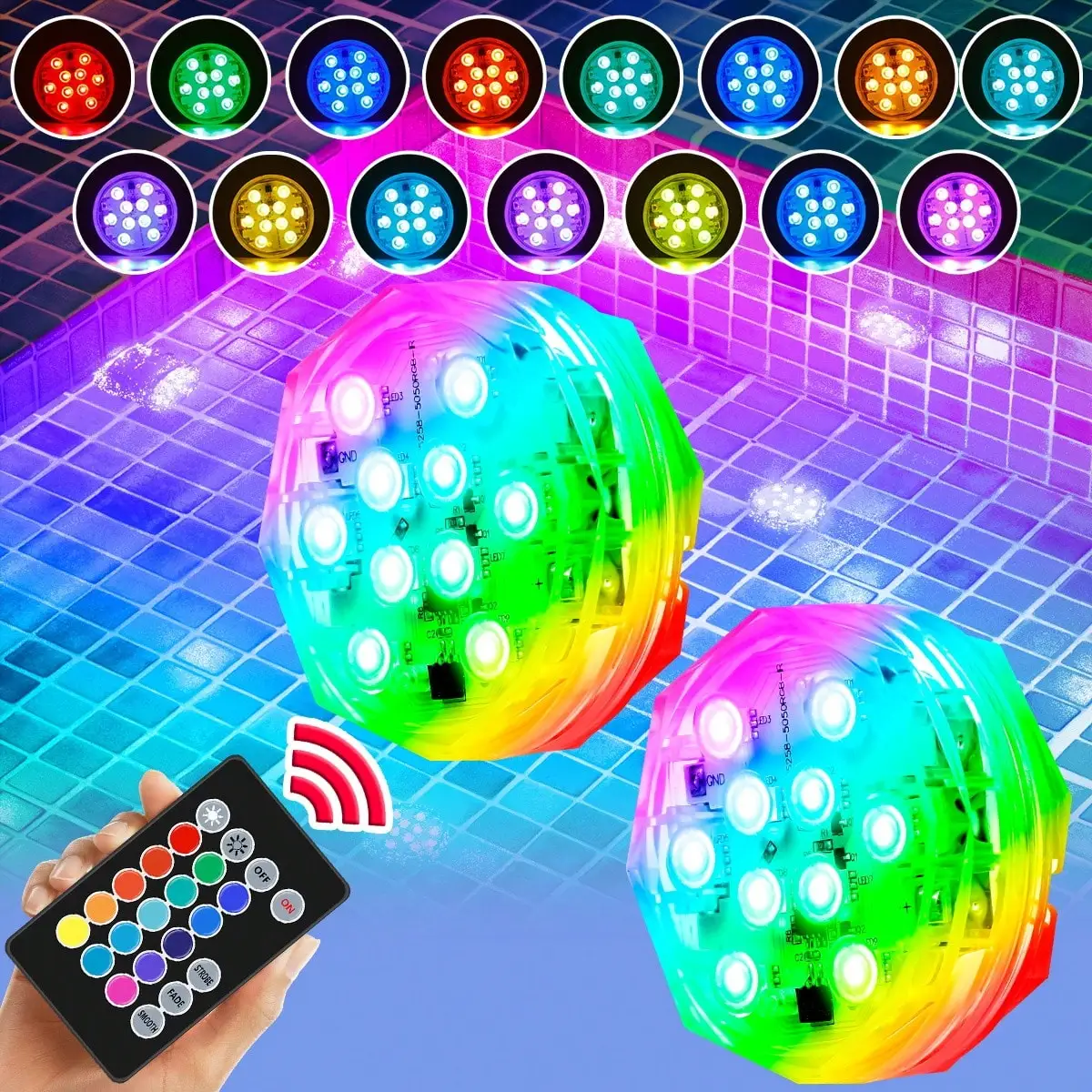 2 Packs LED Swimming Pool Lamp Underwater Submersible Light RGB Colorful Waterproof Nightlight 15Colors 3Modes Battery Powered With IR Remote Controller Outdoor Wedding Party Vases Aquarium Fish Tank Multicolor Changing Mood Atmosphere Lighting Yard Garde
2 Packs LED Swimming Pool Lamp Underwater Submersible Light RGB Colorful Waterproof Nightlight 15Colors 3Modes Battery Powered With IR Remote Controller Outdoor Wedding Party Vases Aquarium Fish Tank Multicolor Changing Mood Atmosphere Lighting Yard Garde