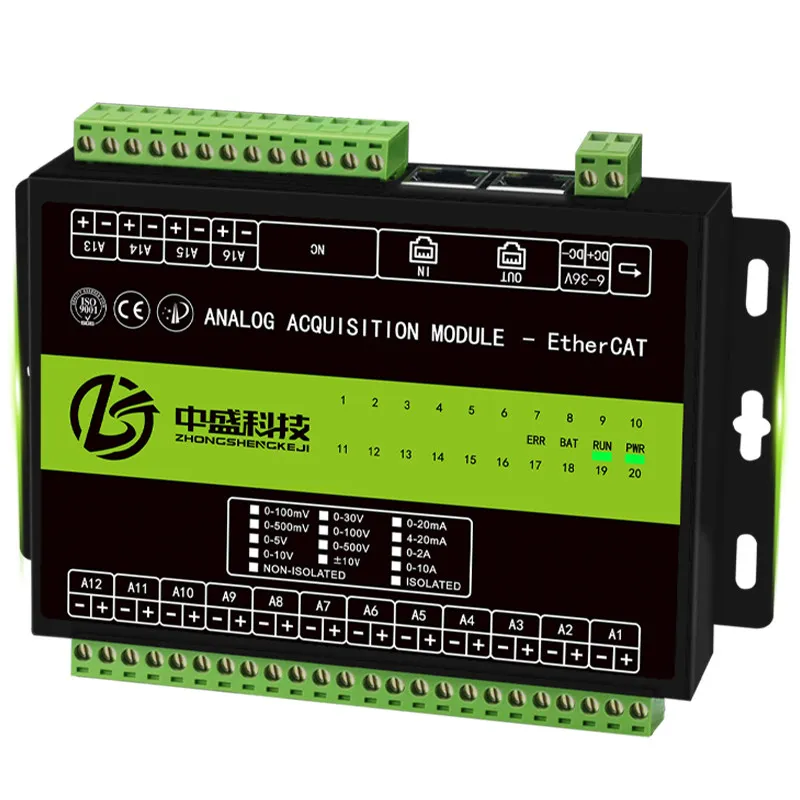 EtherCAT Remote IO Analog Acquisition Module Voltage Current Input Ethernet Port 5/10/30V/4-20mA
EtherCAT Remote IO Analog Acquisition Module Voltage Current Input Ethernet Port 5/10/30V/4-20mA