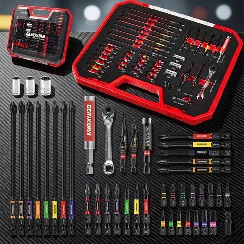 Geinxurn Tools Set Packaged with Screwdriver Bit,Mini Wrench,Socket Driver,Step Drill,Socket Adapter and Bit Holder for DIY