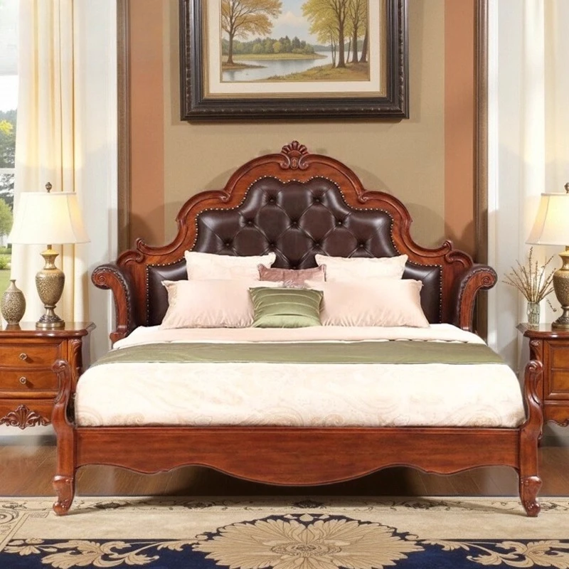 Американская вилла из цельного дерева, кожаная, главная спальня, европейская резная двуспальная мягкая кровать с свадебной пряжкой 1,8 метра
Американская вилла из цельного дерева, кожаная, главная спальня, европейская резная двуспальная мягкая кровать с свадебной пряжкой 1,8 метра