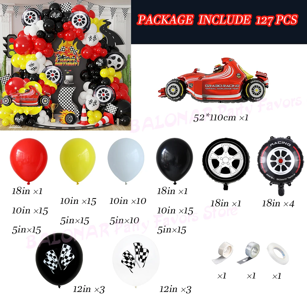 Hot Wheels Birthday Decorations 127Pcs Red Black Race Car Balloons Arch Kit Truck Foil Ball Racing Two Fast Baby Shower Supplies
Hot Wheels Birthday Decorations 127Pcs Red Black Race Car Balloons Arch Kit Truck Foil Ball Racing Two Fast Baby Shower Supplies