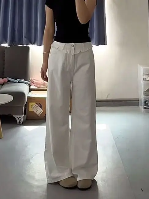 Casual High Waist Wide Leg American Ruffle Denim Women's Pants Loose Fit Straight Cut Slimming White Casual Versatile Long Tr...
Casual High Waist Wide Leg American Ruffle Denim Women's Pants Loose Fit Straight Cut Slimming White Casual Versatile Long Tr...