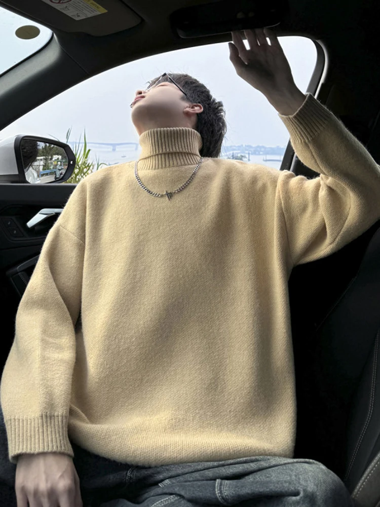Men's High Collar Fce Lined Knitted Sweater Winter Thi Warm Casual Loose Single Color Inner Wear Turtlene Pullover
Men's High Collar Fce Lined Knitted Sweater Winter Thi Warm Casual Loose Single Color Inner Wear Turtlene Pullover