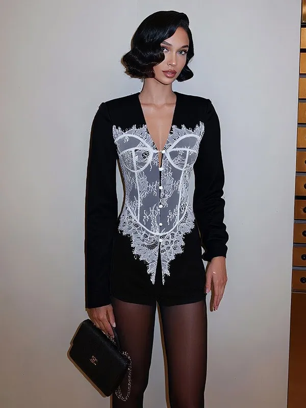 Кружевной лоскутный костюм на пуговицах с v-образным вырезом, женский приталенный костюм из искусственной кожи, пальто средней длины на пуговицах, цветной узор Blo
Кружевной лоскутный костюм на пуговицах с v-образным вырезом, женский приталенный костюм из искусственной кожи, пальто средней длины на пуговицах, цветной узор Blo