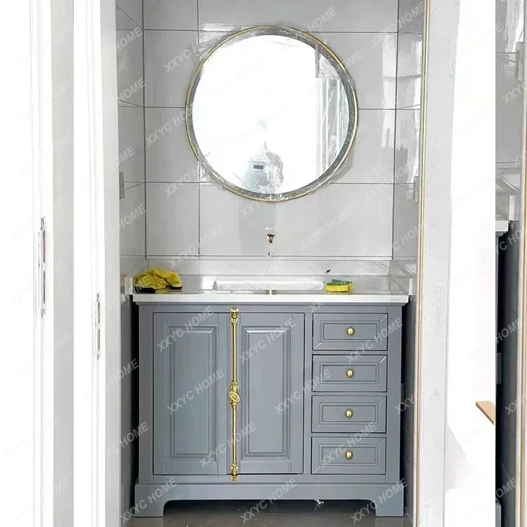 HMJ Light Luxury Bathroom Cabinet Combination Solid Wood Floor-Standing Bathroom Cabinet Bathroom Table Cabinet
HMJ Light Luxury Bathroom Cabinet Combination Solid Wood Floor-Standing Bathroom Cabinet Bathroom Table Cabinet