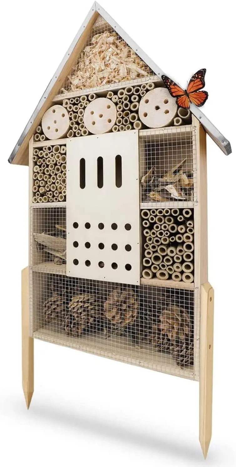 Large Standing Insect Hotel with Metal Roof - Habitat for Bees, Ladybugs & Butterflies | 30 Inch Garden Decor
Large Standing Insect Hotel with Metal Roof - Habitat for Bees, Ladybugs & Butterflies | 30 Inch Garden Decor