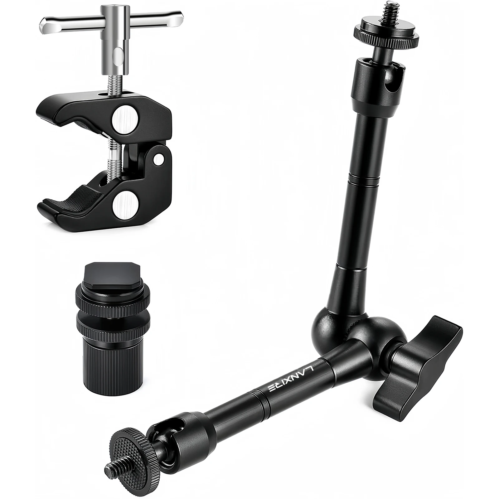 Lanxire 11" Magic Arm, Camera Mount Articulating Friction Arm with Super Crab Clamp for DSLR Camera, Flash, LED Light, Monitor
Lanxire 11" Magic Arm, Camera Mount Articulating Friction Arm with Super Crab Clamp for DSLR Camera, Flash, LED Light, Monitor