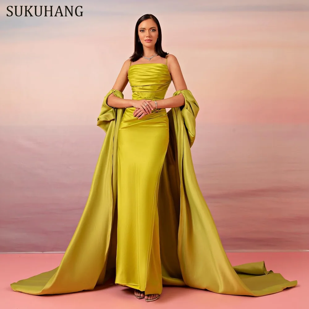 Customized Spaghetti Strap Satin Evening Dress Chartreuse Mermaid Formal Prom Gown Elegant Quinceanera Party Dress
Customized Spaghetti Strap Satin Evening Dress Chartreuse Mermaid Formal Prom Gown Elegant Quinceanera Party Dress
