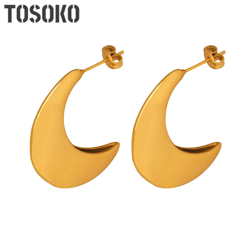 TOSOKO Stainless Steel Jewelry Moon Shaped Female Cute Circular Geometric Earrings BSF845
TOSOKO Stainless Steel Jewelry Moon Shaped Female Cute Circular Geometric Earrings BSF845