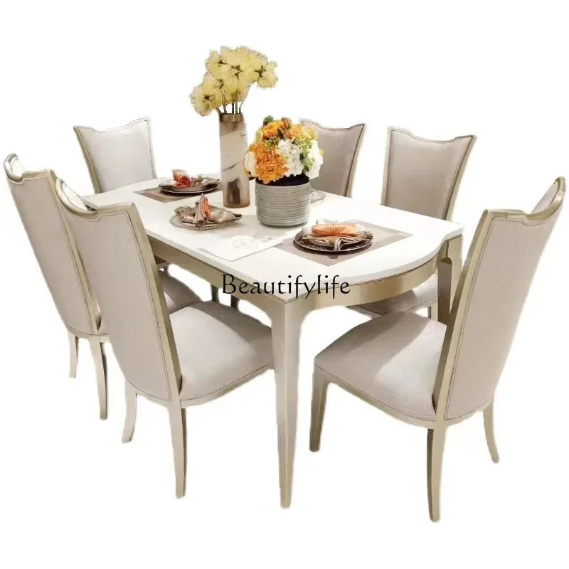 American light luxury dining table and chair combination modern simple dining table household small apartment
American light luxury dining table and chair combination modern simple dining table household small apartment
