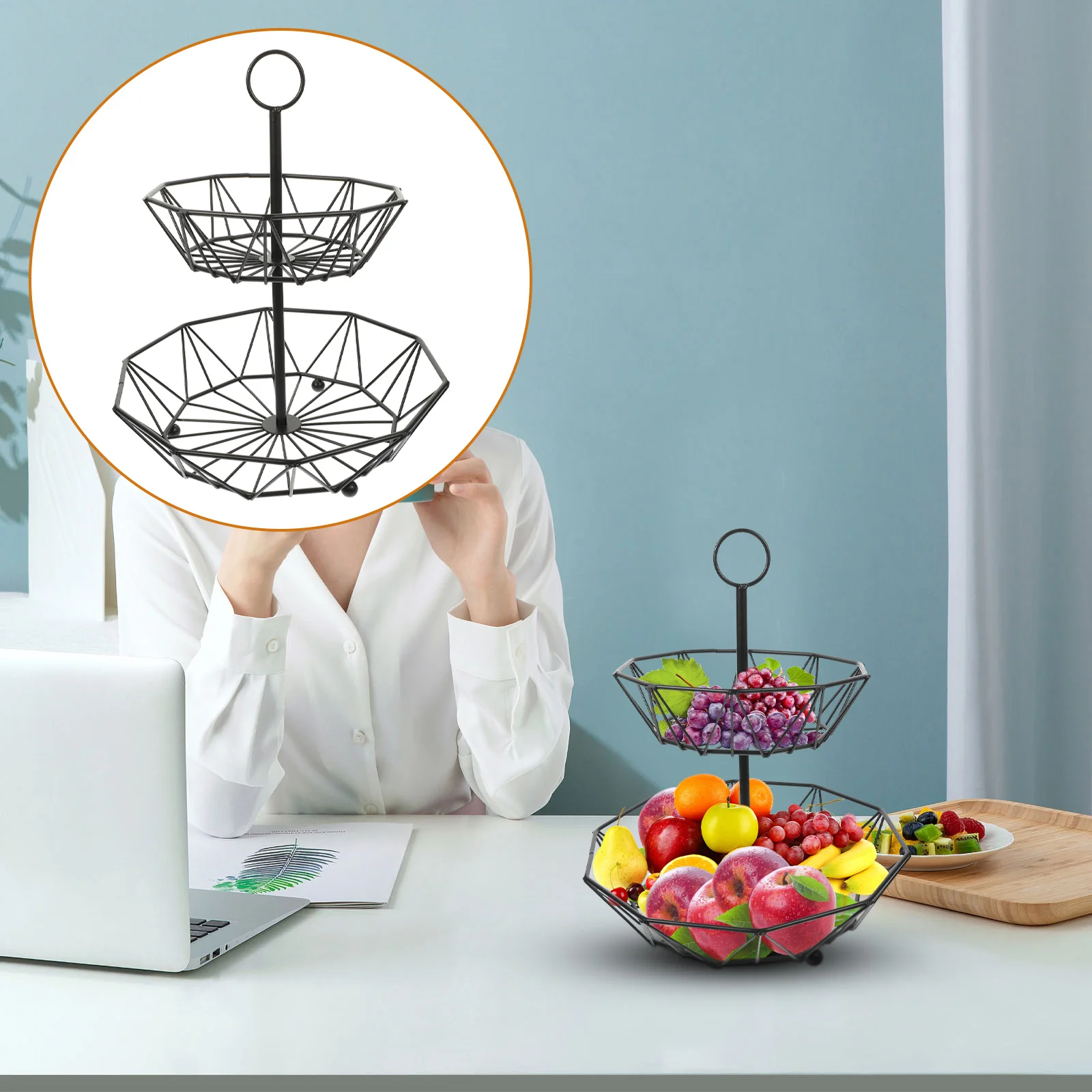 Storage Basket Exquisite Fruits Tray Desk Snacks Serving Tiered for Kitchen Counter
Storage Basket Exquisite Fruits Tray Desk Snacks Serving Tiered for Kitchen Counter