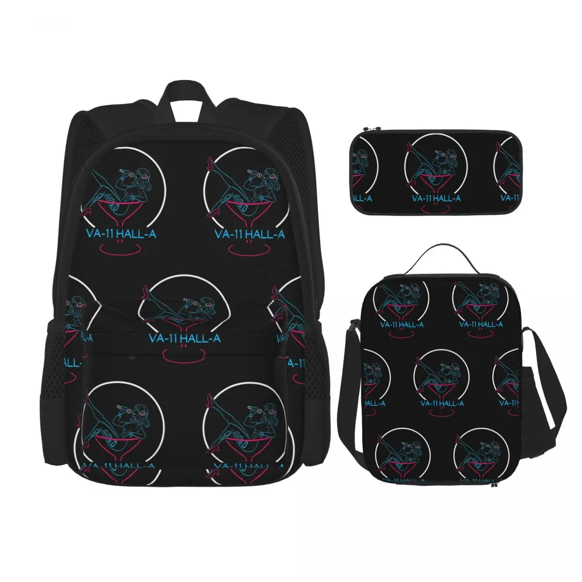 VA-11 Hall-A Neon Sign Backpacks Boys Girls Bookbag Students School Bags Kids Rucksack Lunch Bag Pen Bag Three-Piece Set
VA-11 Hall-A Neon Sign Backpacks Boys Girls Bookbag Students School Bags Kids Rucksack Lunch Bag Pen Bag Three-Piece Set