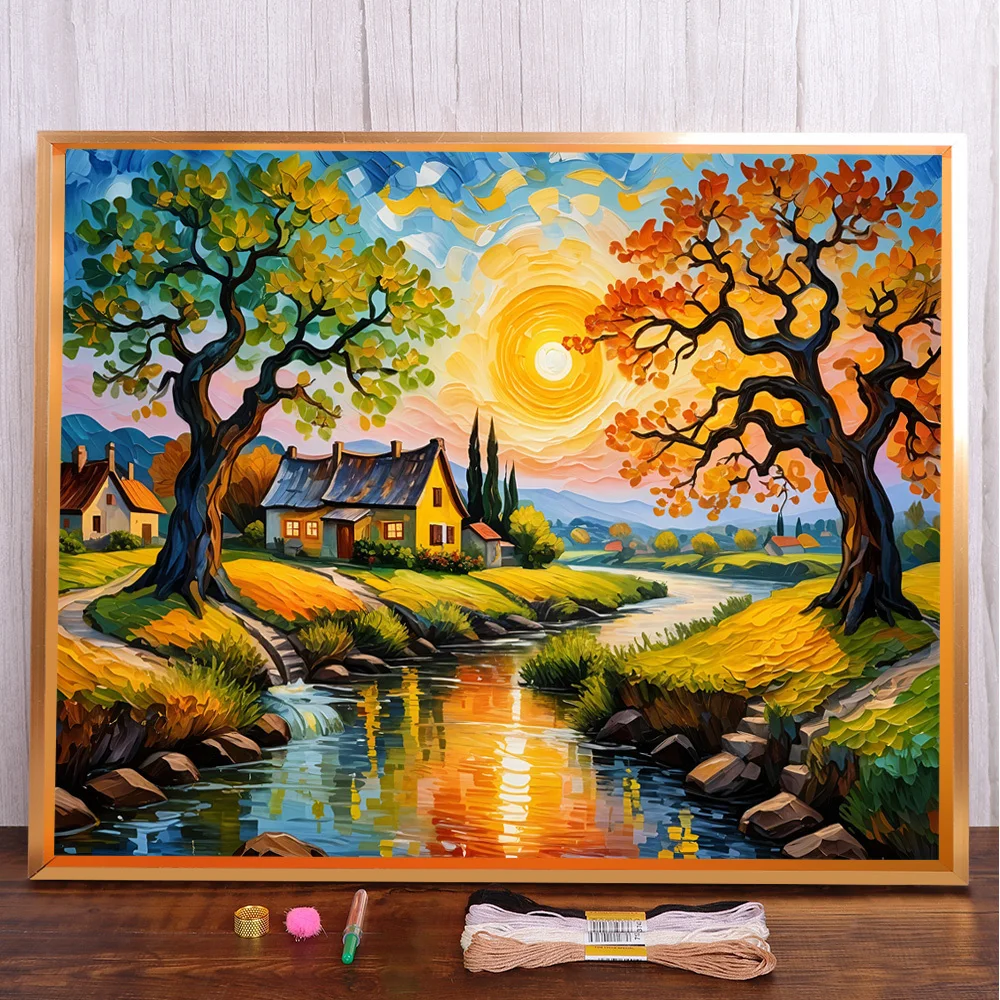 Landscape Sunsine River Cross-Stitch DIY Embroidery Full Kit Knitting Handiwork Painting Sewing Magic Promotions Room Decor
Landscape Sunsine River Cross-Stitch DIY Embroidery Full Kit Knitting Handiwork Painting Sewing Magic Promotions Room Decor