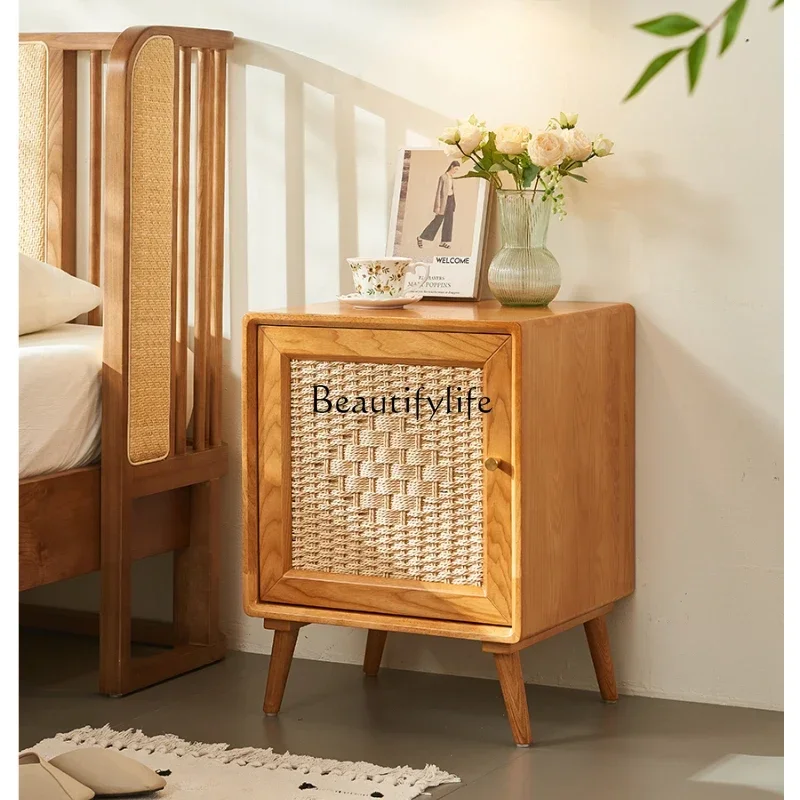 Wabi Sandy Wind Solid Wood Rattan Bedside Table Retro Style Bedroom Simple Storage Cabinet
Wabi Sandy Wind Solid Wood Rattan Bedside Table Retro Style Bedroom Simple Storage Cabinet