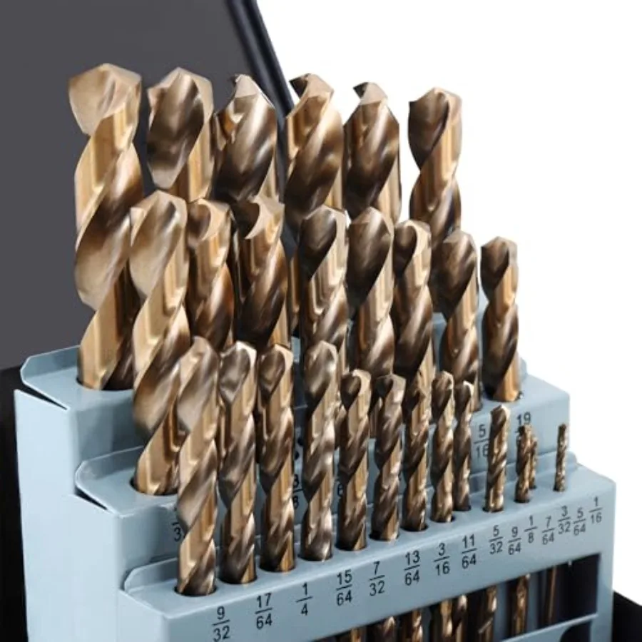 M35 Bit Set 1/16"-1/2" 135 Degree Tip HSS with Storage Case Twist Jobber Drill Bit Kit for Cast Iron Hard Metal Stainless Steel
M35 Bit Set 1/16"-1/2" 135 Degree Tip HSS with Storage Case Twist Jobber Drill Bit Kit for Cast Iron Hard Metal Stainless Steel