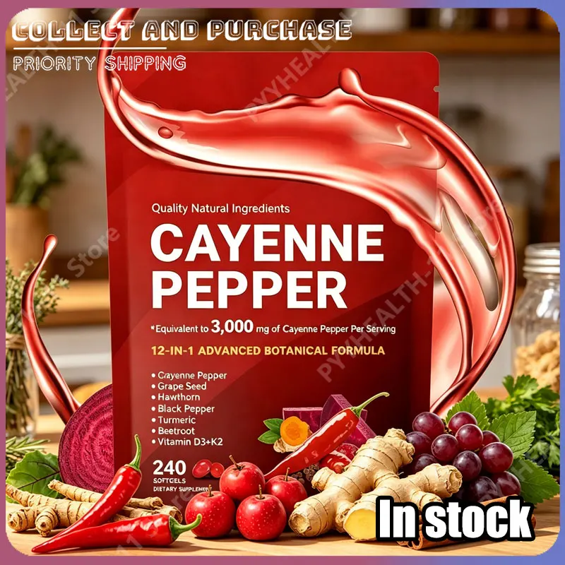 Cayenne Pepper Softgels Supplement with Grape Seed Beetroot Turmeric Vitamins D3 K2 Herbal Supports Leg Vein Blood Vessel Health
Cayenne Pepper Softgels Supplement with Grape Seed Beetroot Turmeric Vitamins D3 K2 Herbal Supports Leg Vein Blood Vessel Health