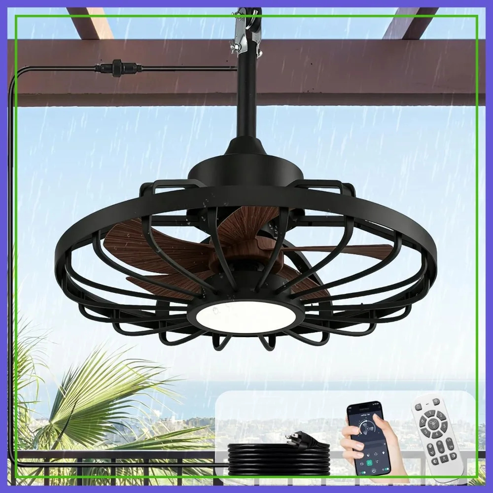 20" Outdoor Ceiling Fan with Light, Plug in Hanging Fan for Patio Gazebo Pergola, Black Walnut
20" Outdoor Ceiling Fan with Light, Plug in Hanging Fan for Patio Gazebo Pergola, Black Walnut