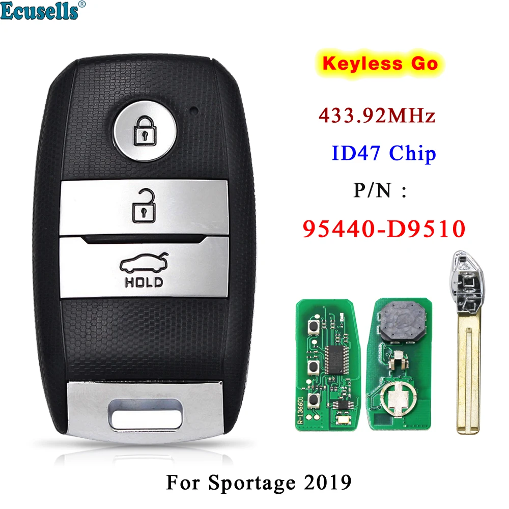 3 Button FSK 433.92MHz Keyless Go Smart Remote Key Fob NCF2971X / HITAG 3 / 47 Chip PN: 95440-D9510 for Kia 2019 Sportage KIA7
3 Button FSK 433.92MHz Keyless Go Smart Remote Key Fob NCF2971X / HITAG 3 / 47 Chip PN: 95440-D9510 for Kia 2019 Sportage KIA7